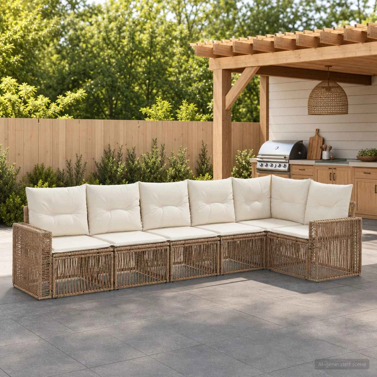vidaXL Havesofa Sæt 6 stk. i beige og cremehvid polyrattan