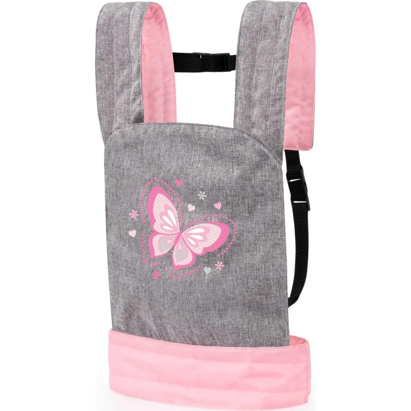 Bayer Dukke Bæresele, Grå/Lyserød – Til dukker op til 46 cm