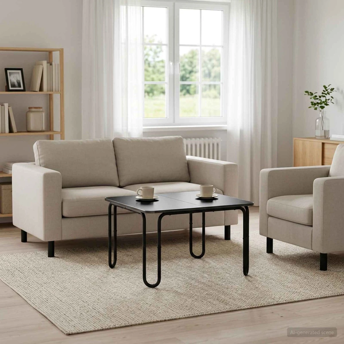 vidaXL Sofabord Sort 79,5 x 79,5 x 45 cm i konstrueret træ