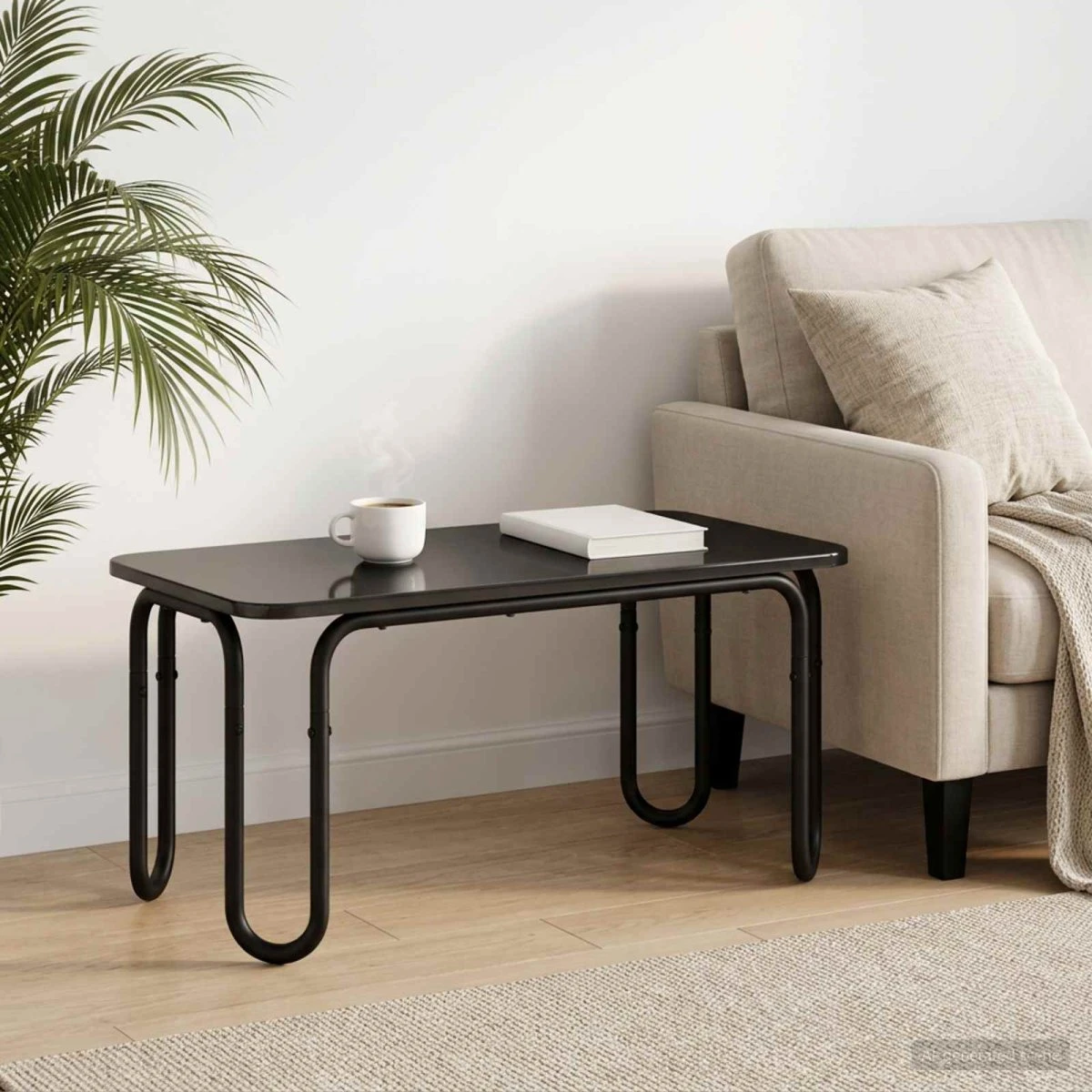 vidaXL Sofabord Sort 100 x 50 x 45 cm - Konstrueret træ