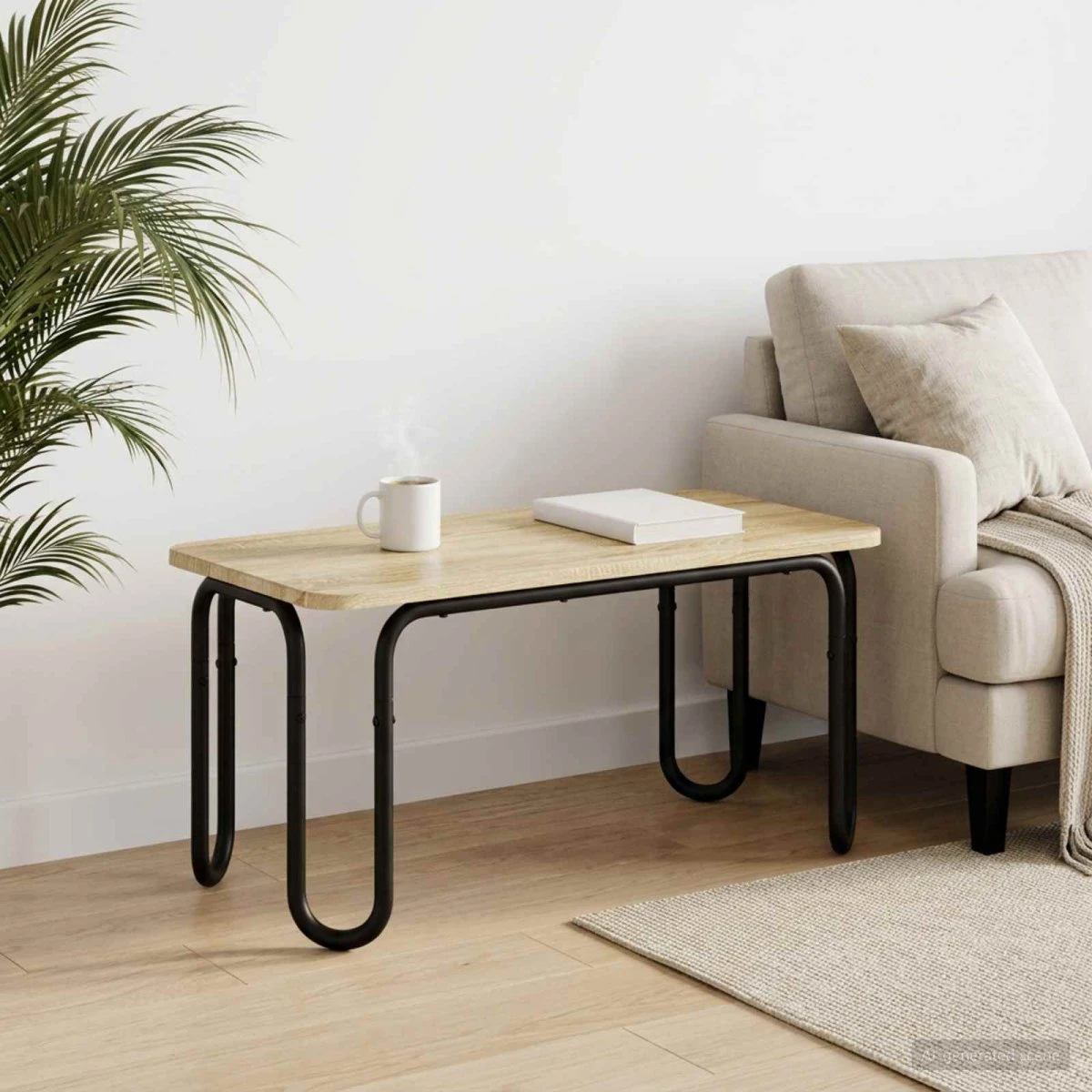 vidaXL Sofabord Sonoma-eg 100x50x45 cm med stålramme