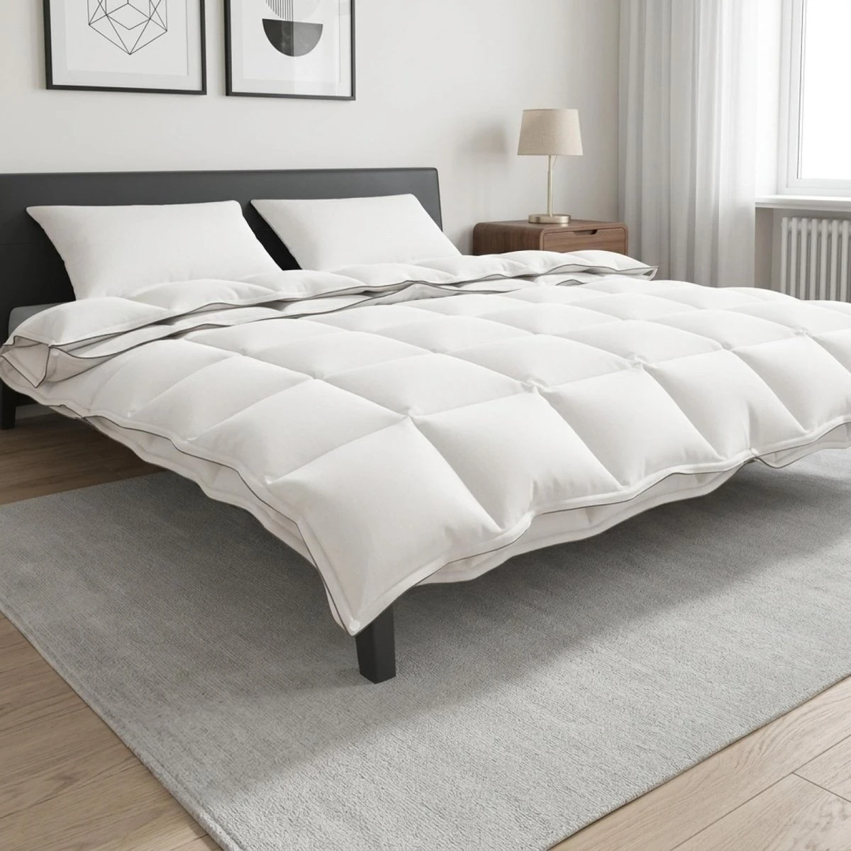 vidaXL Dynesæt 3 stk. Hvid Bambus 200 x 200 cm