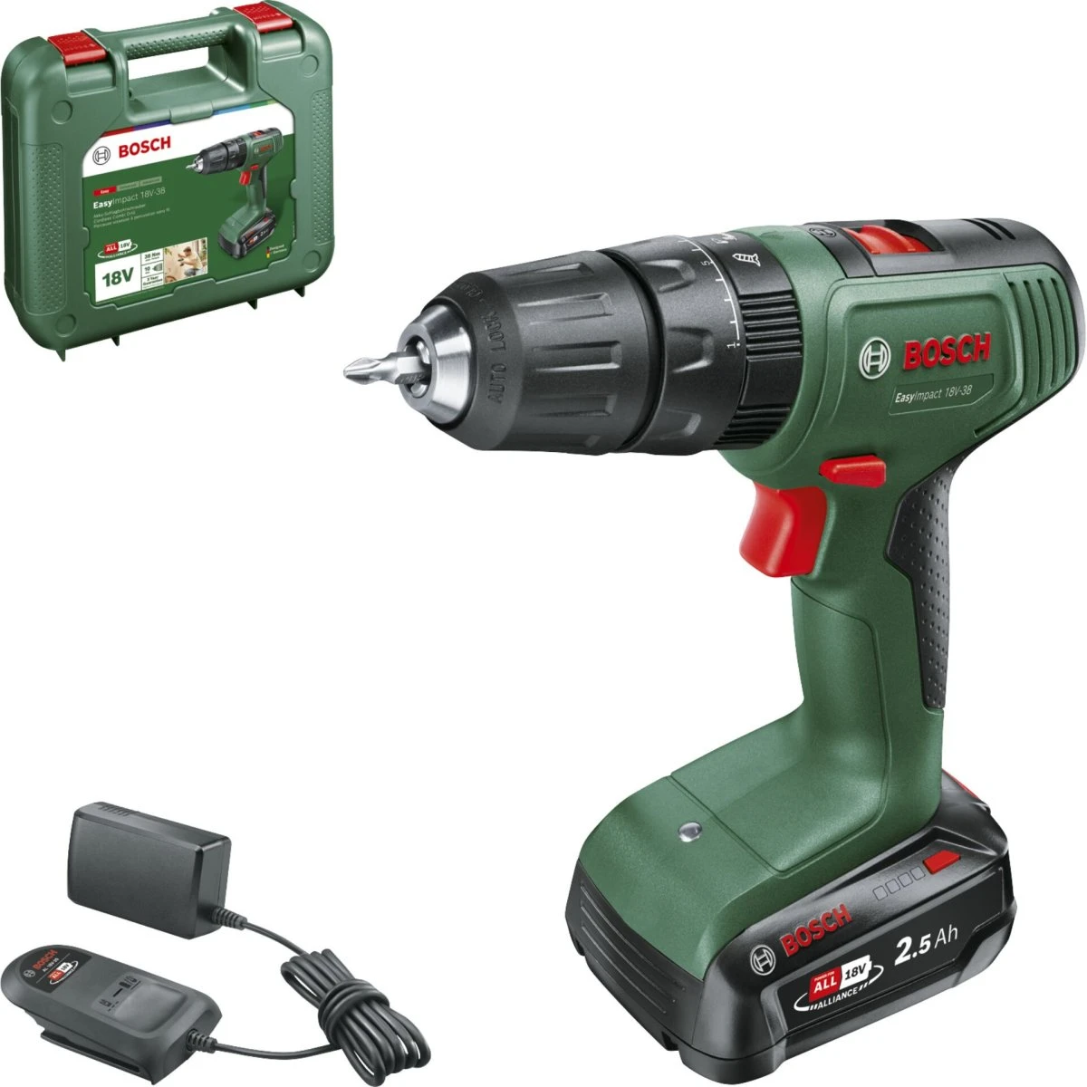 Bosch EasyImpact 18V-38 Bore- og skruemaskine med batteri og lader
