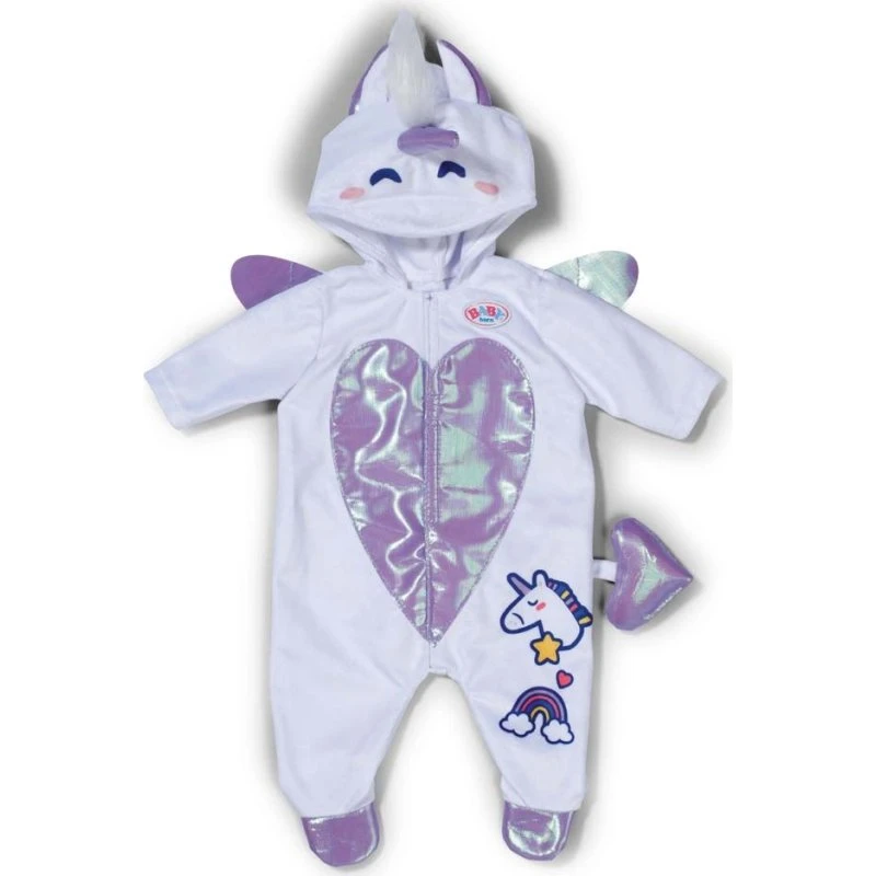 Baby Born 43 cm Enhjørningeheldragt – Hvid med glimmer