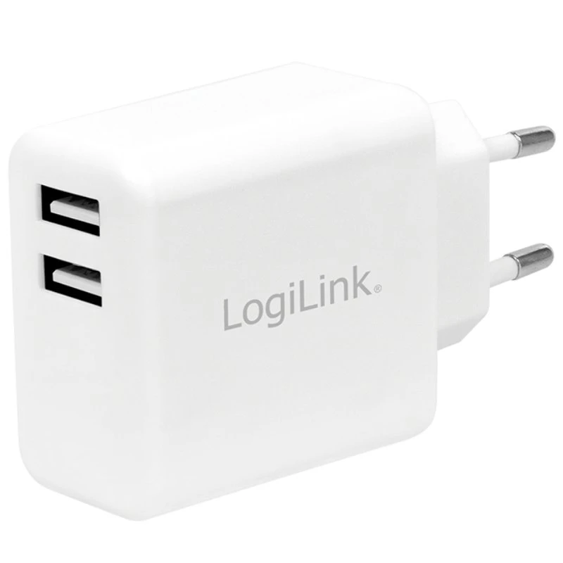 LogiLink USB Oplader - 2 x USB-A - 12W - Hvid