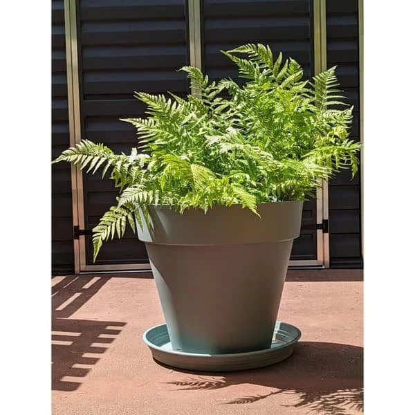 RIVIERA SOLEILLA Rund Blomsterkasse i Lergrøn - 60 cm