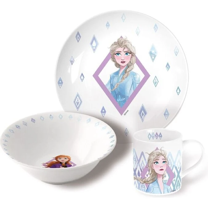 Frost keramisk spisesæt 3 dele - Anna & Elsa Ø19 cm