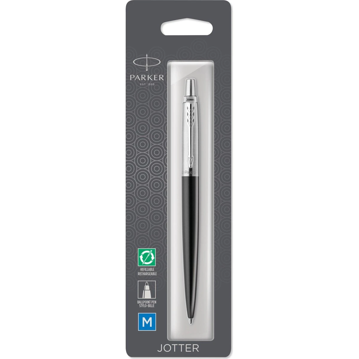 Parker Jotter Bond Street sort kuglepen med krom - blå blæk