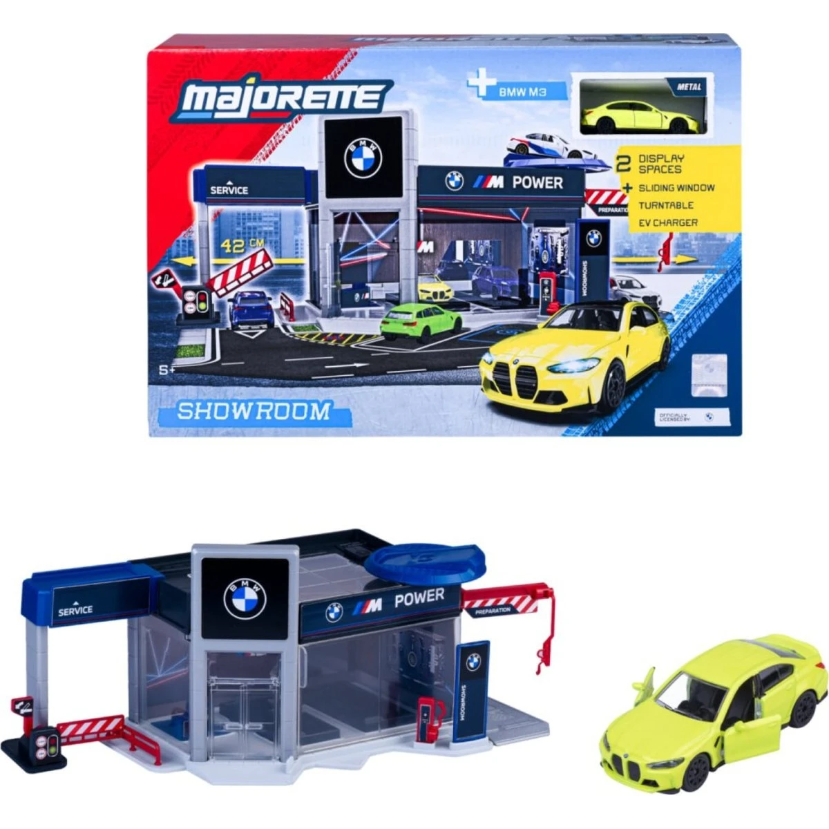 Majorette BMW Showroom Set med 1 BMW bil i skala 1:64