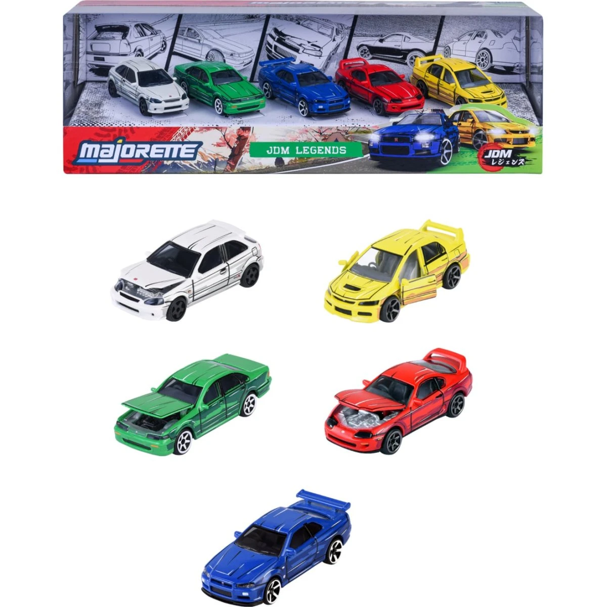 Majorette JDM Legends Anime 5-pak modelbiler