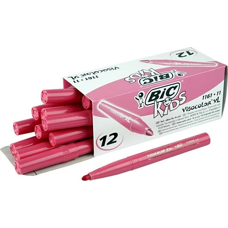 BIC Kids Visacolor XL Pink tuscher - 12 stk.