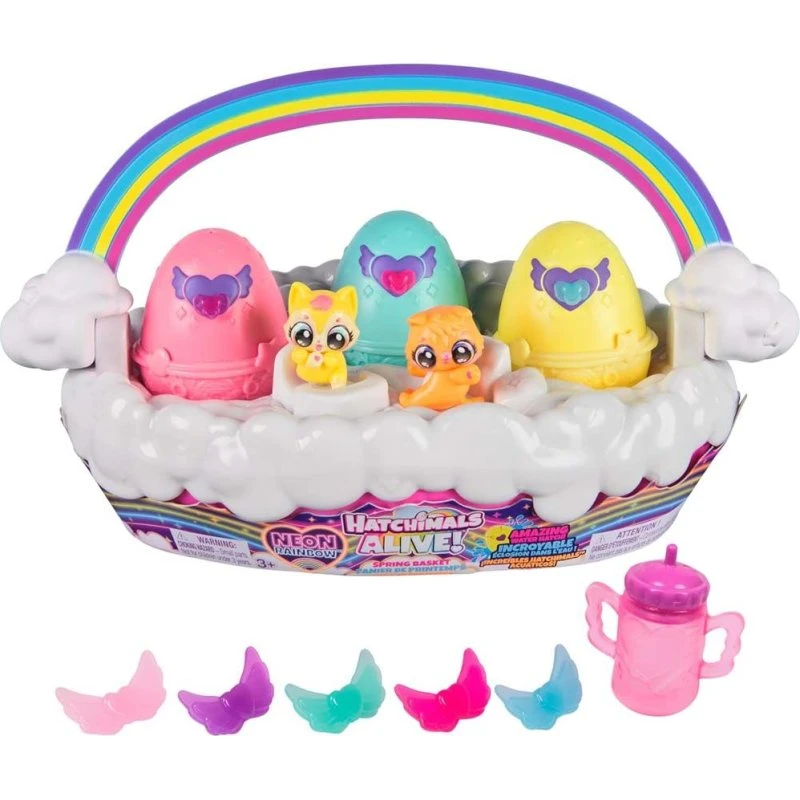 Hatchimals Alive Neon Rainbow Forårskurv (3 figurer)