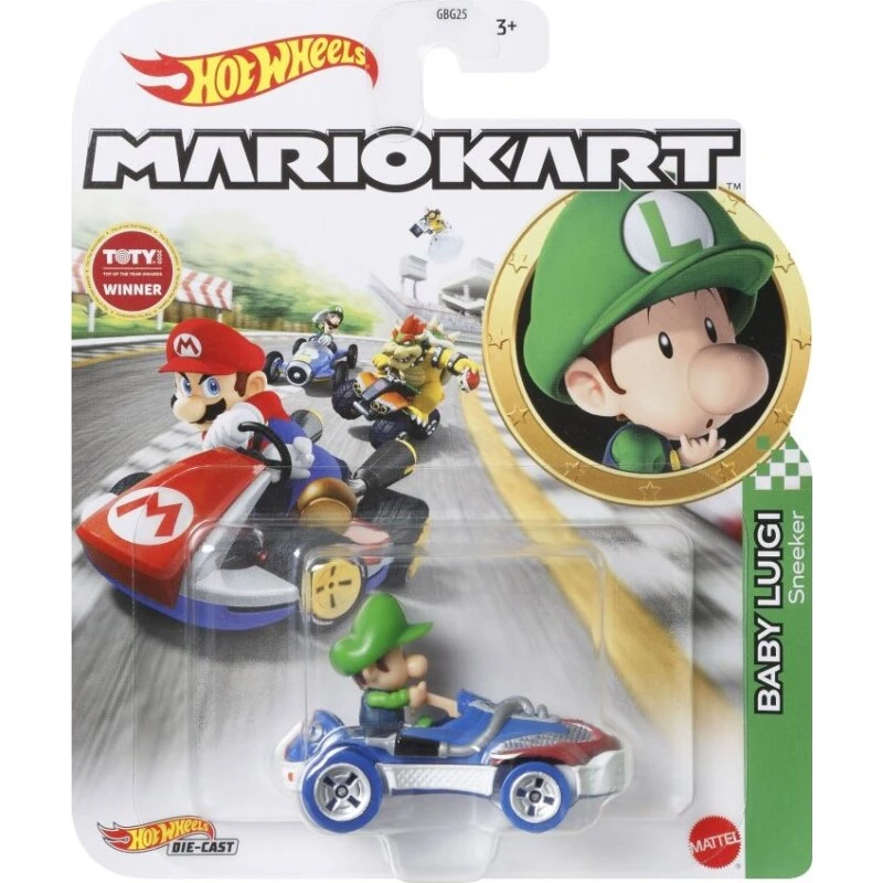 Hot Wheels Mario Kart - Baby Luigi legetøjsbil