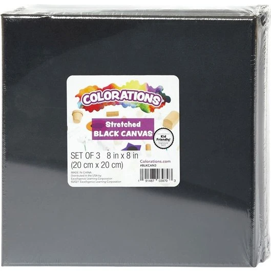 Colorations Canvas Black 20x20cm - Sæt med 3 lærreder