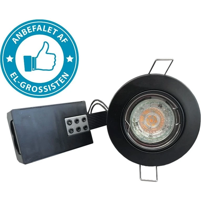 Indbygningsspot m 5,5W DimTone LED pære - Mat sort