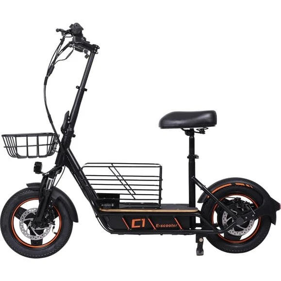 Freeboy H14 Elektrisk løbehjul med sæde & kurv, sort