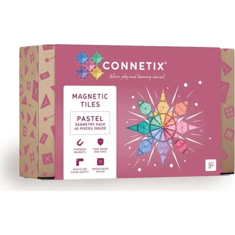 Connetix Geometry Pack - 40 dele magnetsæt (pastel)