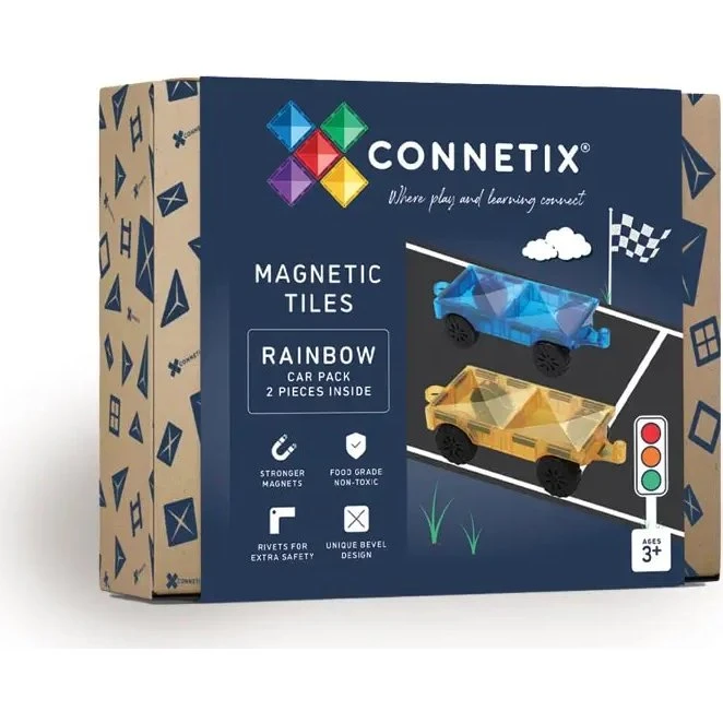 Connetix Car Pack - magnetbiler 2 stk. (rainbow)
