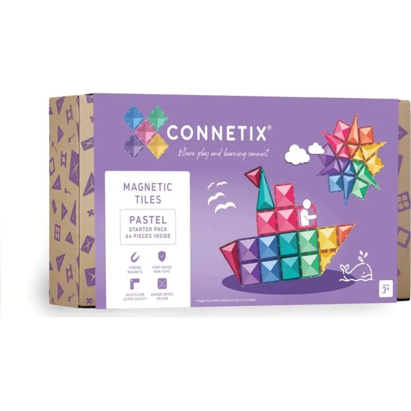 Connetix Starter Pack 64 dele - Pastel magnetsæt