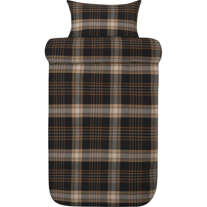 Høie Richard flonel sengesæt 140x200 cm - brun/sort