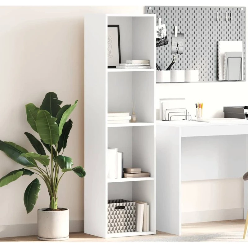 Hvid bogreol 40x30x152 cm - konstrueret træ