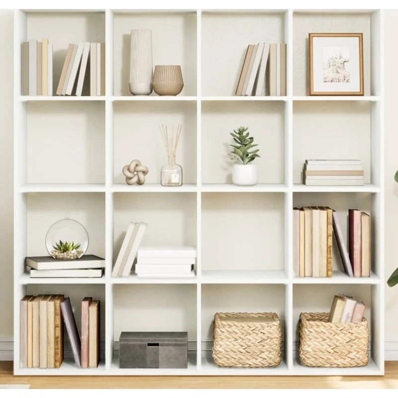 Hvidt bogskab 137,5x29x137,5 cm i konstrueret træ