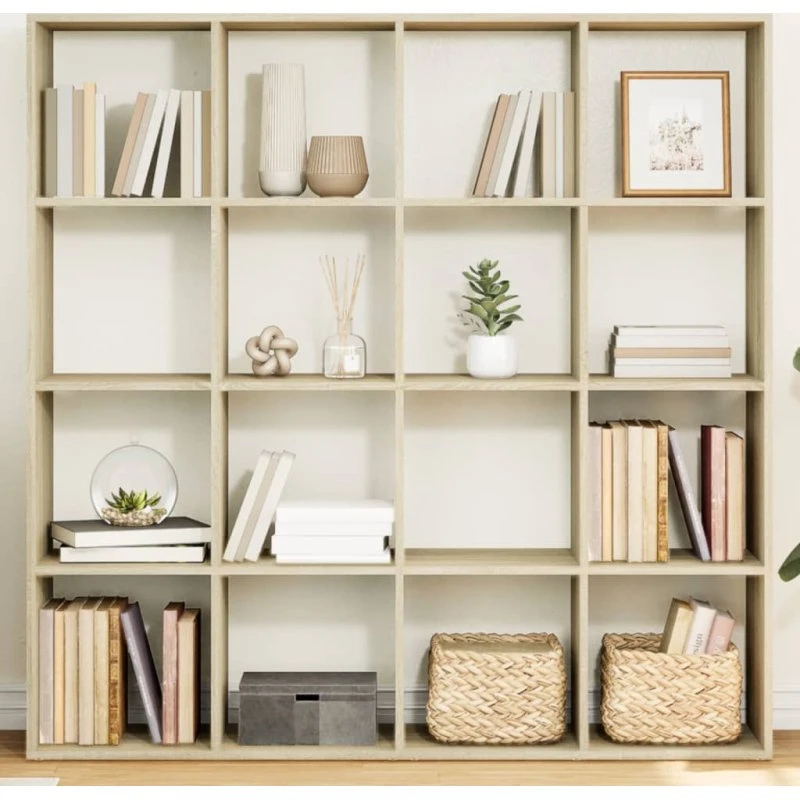 Bogskab Sonoma-eg 137,5x29x137,5 cm – 16 rum