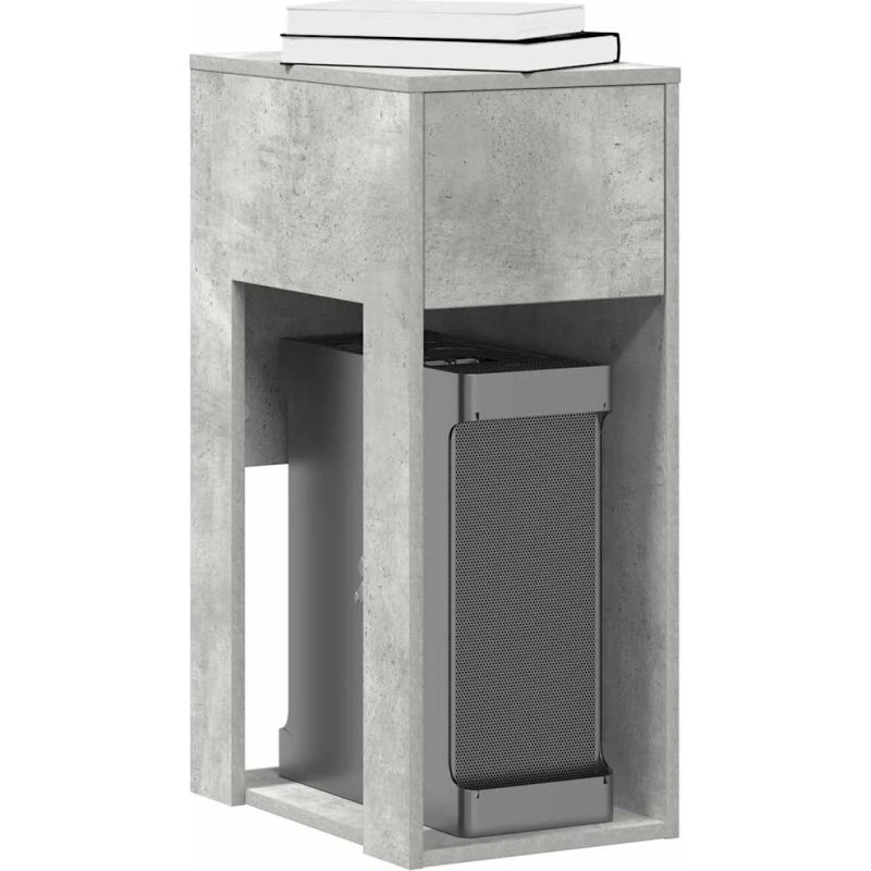 Computertårnstativ med skuffe 30x44x74 cm - betongrå