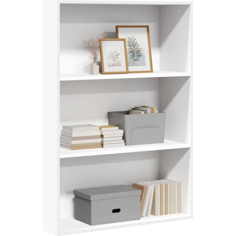 Bogreol 80x30x114 cm i konstrueret træ, hvid