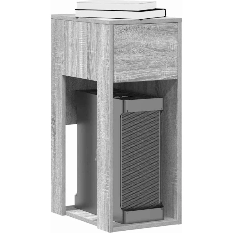 Computertårnstativ med skuffe 30x44x74 cm – Grå Sonoma-eg