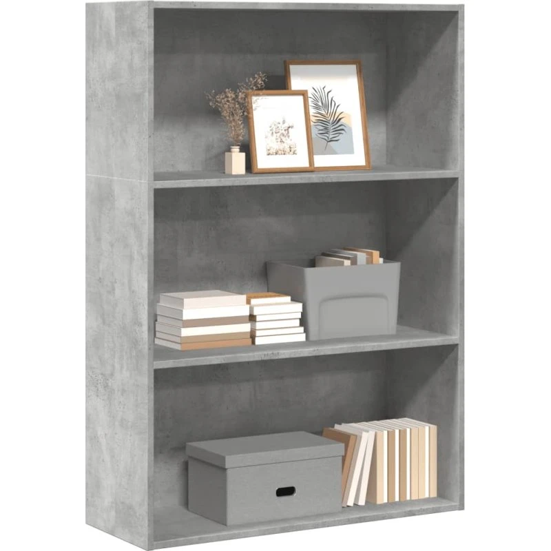 Bogreol 80x30x114 cm i konstrueret træ – betongrå