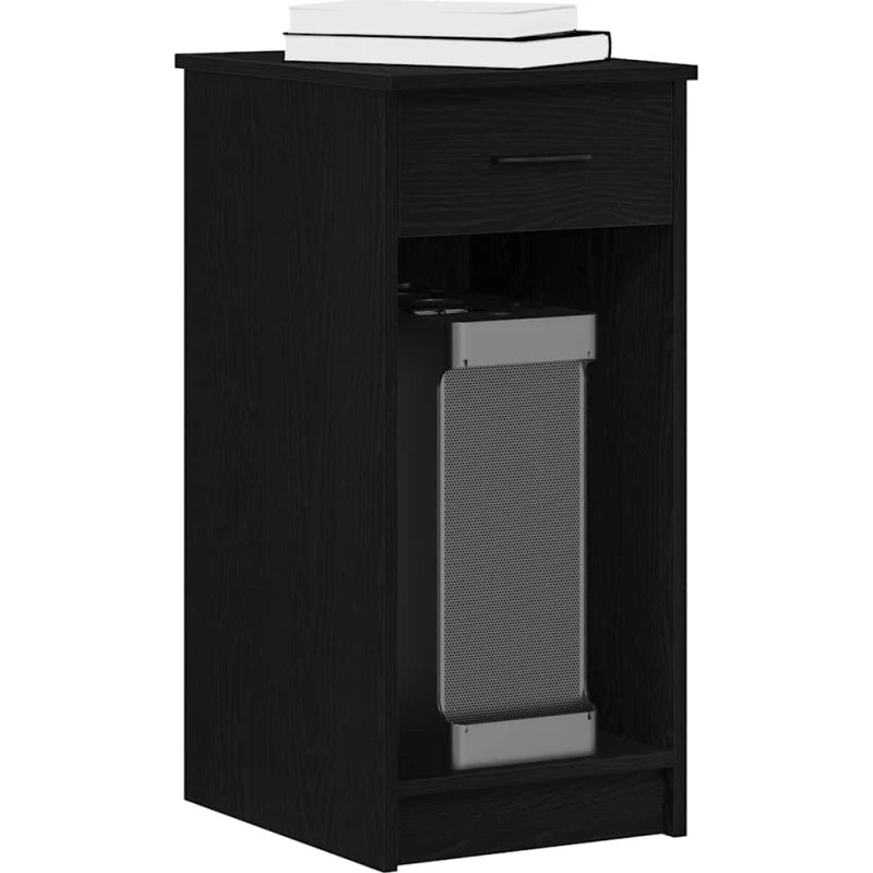 Computertårnstativ med skuffe 35x45x77 cm - sort