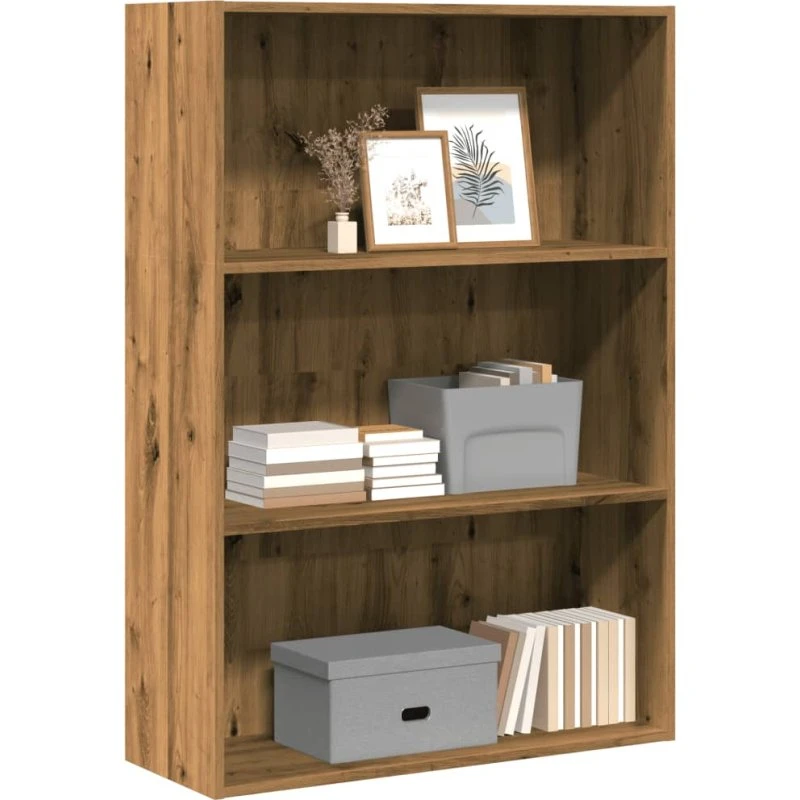 Bogreol 80x30x114 cm i konstrueret træ - gammelt eg