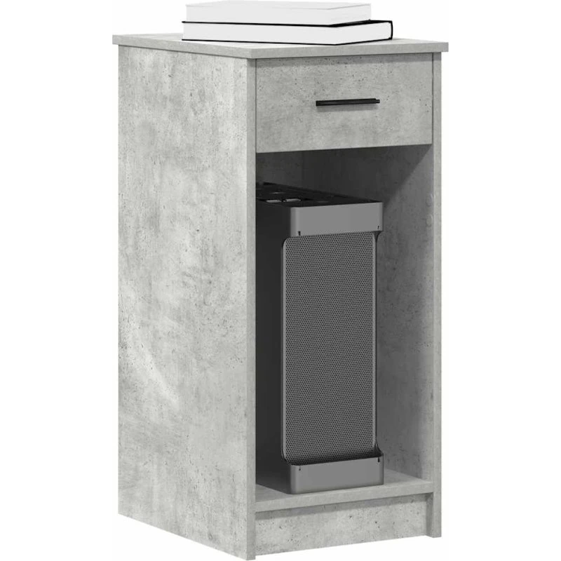 Computertårn med skuffe 35x45x77 cm - betongrå
