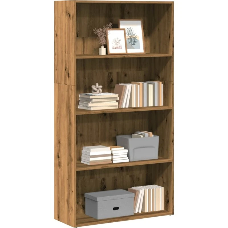 Bogreol 80x30x152 cm i konstrueret træ (kunsteg)