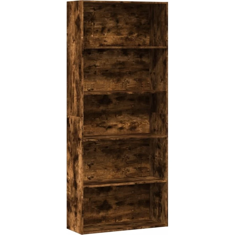 Bogreol 80x30x189 cm i røget egetræ (konstrueret træ)