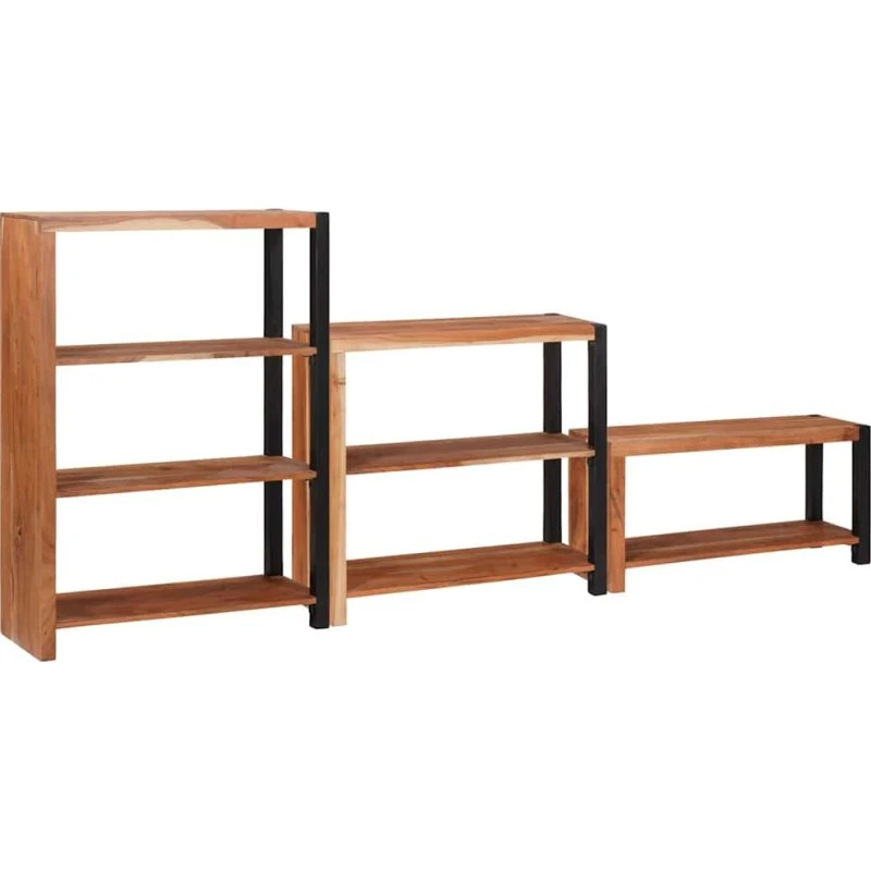 Bogreol i massivt akacietræ, 80x30x110 cm, brun