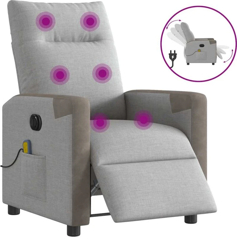 Eldrevet massagestol i stof - skygrå