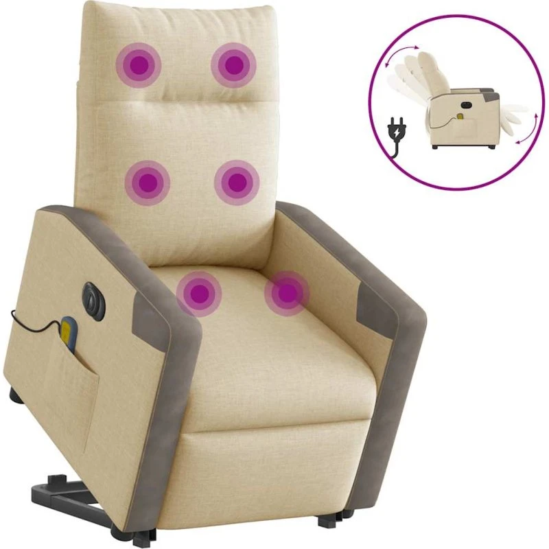 Elektrisk massagestol med løftefunktion – creme