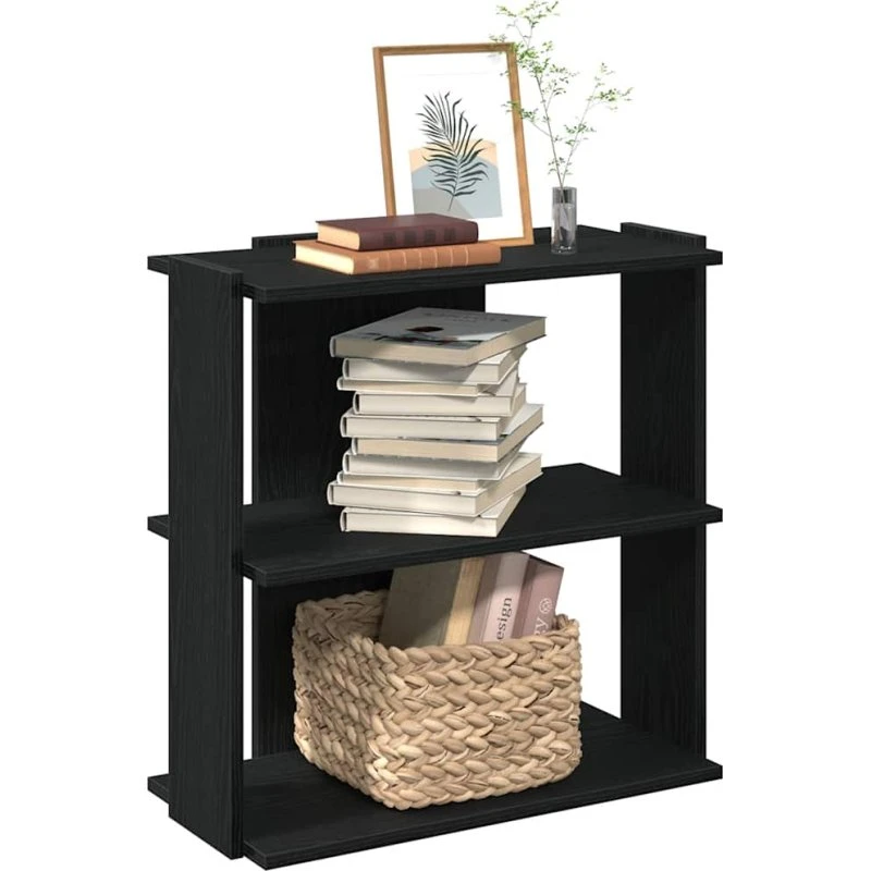 Bogreol 3 hylder 60x30x60 cm - sort konstrueret træ