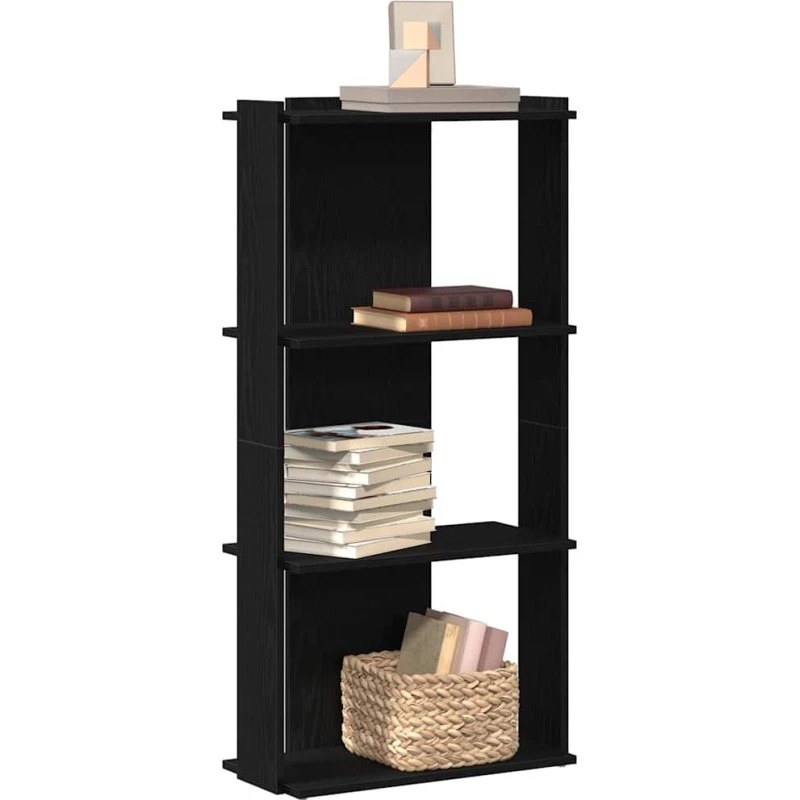 Bogreol 3 hylder 60x30x120 cm - sort trækomposit