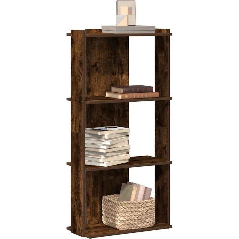 Bogreol 3 hylder 60x30x120 cm - røget eg (konstrueret træ)