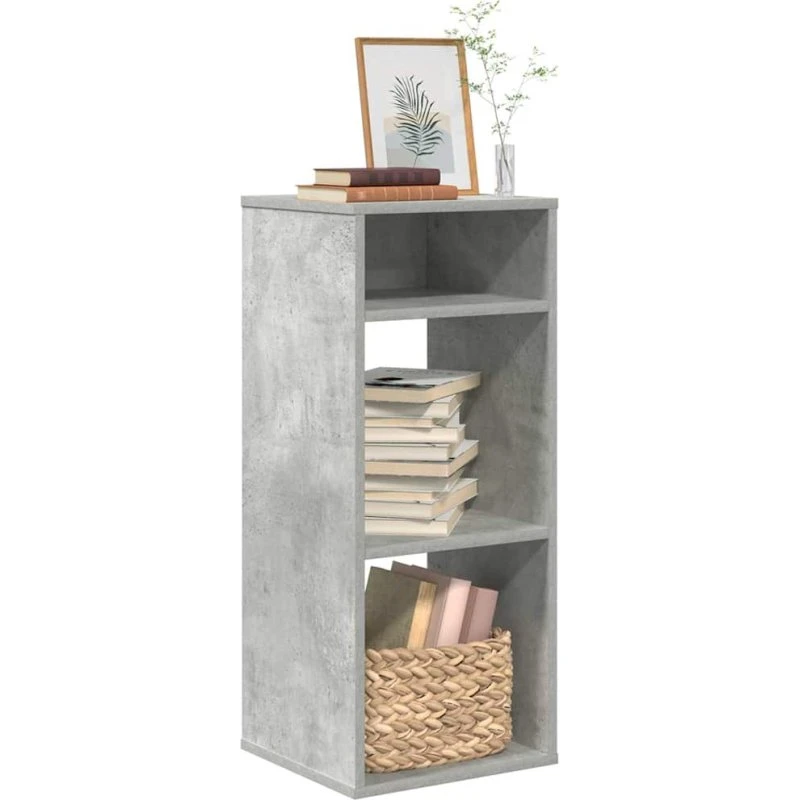 Bogreol 34x31x80 cm i konstrueret træ, betongrå