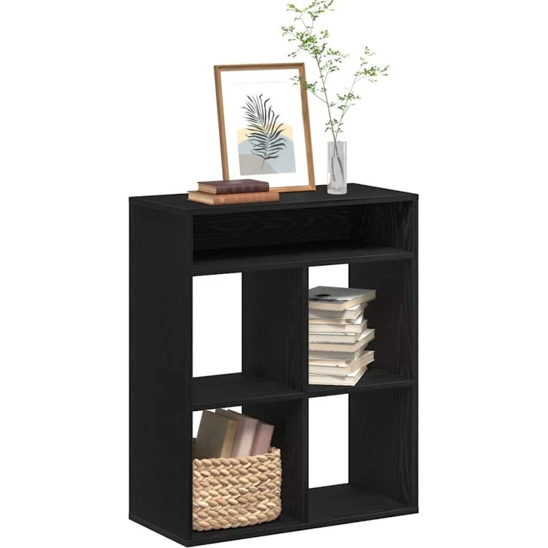 Bogreol 66x31x80 cm - Sort konstrueret træ