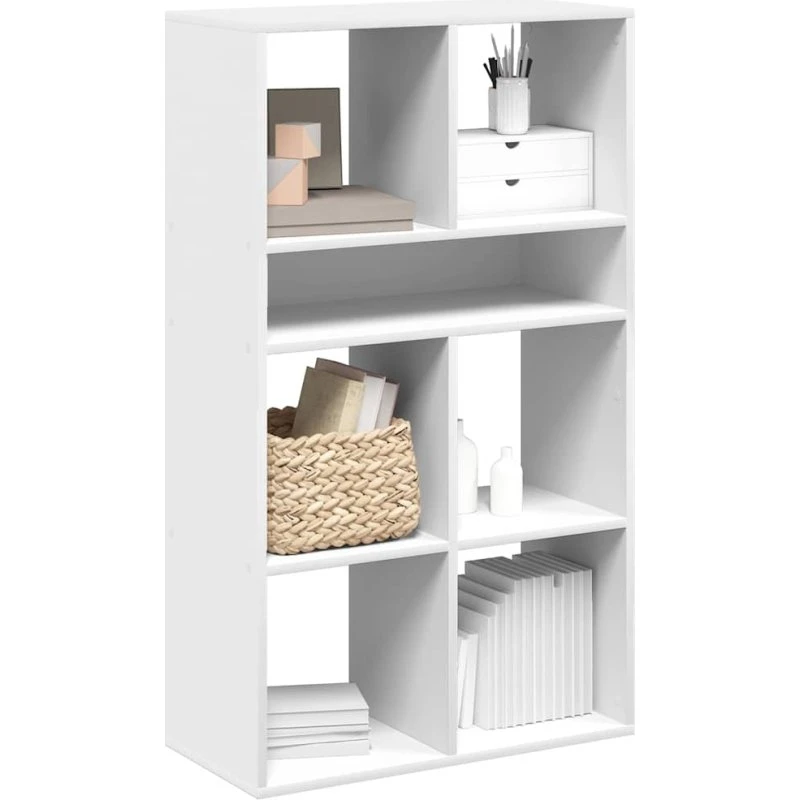 Bogreol 66x31x112 cm, hvidt konstrueret træ