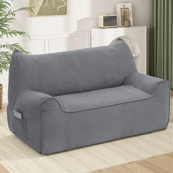 HOMMPA XXL Sækkestolsofa (2-personers) i grå - Fyldt