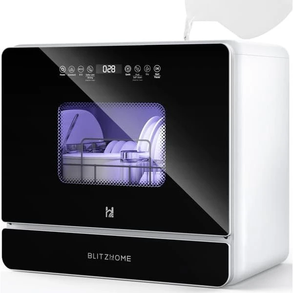 BLITZHOME Mini Opvaskemaskine med 9 programmer og 5,2L tank