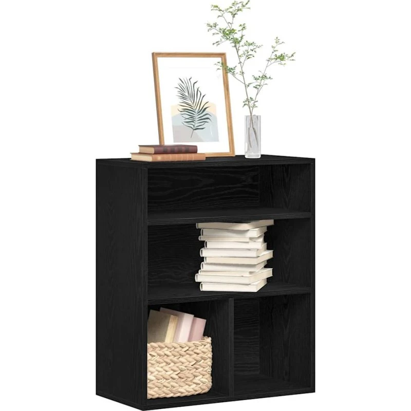 Bogreol 60x30x71,5 cm i sort konstrueret træ