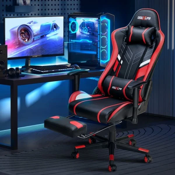 Douxlife GC-RC03 Gamingstol med massage og fodstøtte - Rød