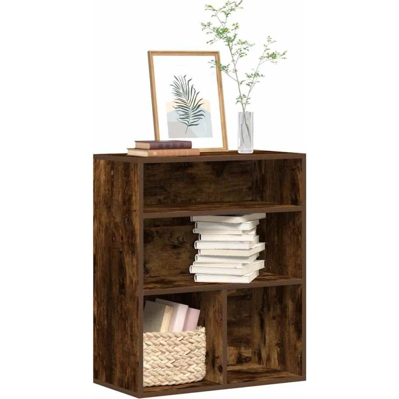 Bogreol 60x30x71,5 cm konstrueret træ – røget egetræ